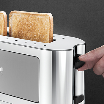 2 Slice Stainless Steel Long Toaster Silver Glass Russell Hobbs